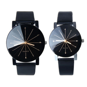 1 Pair Couple Lover PU Leather WristWatch